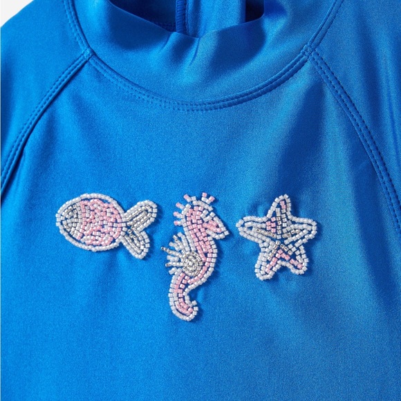 Cotton On Girls Lydia Beaded Sea Creature Long Sleeve One Piece Swimsuit Size 7 - Picture 8 of 8